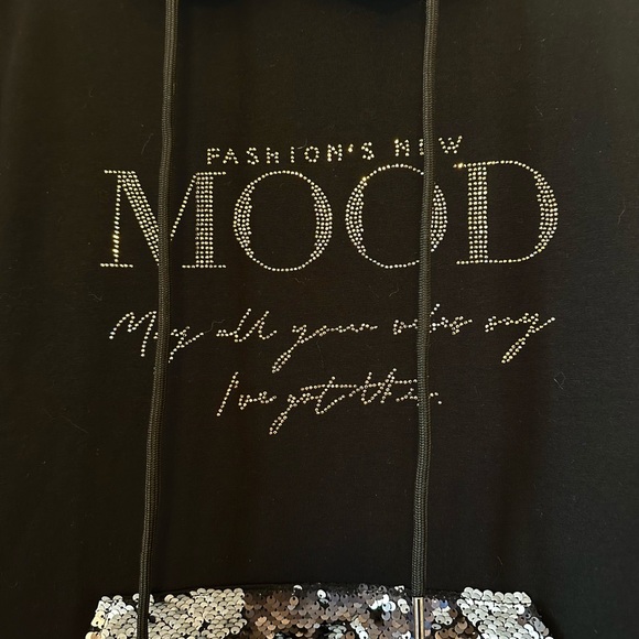 SIGNET Dress Knit w/ Bling Hood Pocket Silver Sequins Bronze Rhinestones Sz XL - Picture 4 of 12